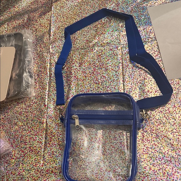 Other - Clear Crossbody Bag with Blue Trim
